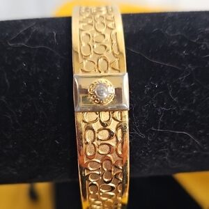 COACH Bangle Bracelet, GOLD TONE, Signature C Embossed